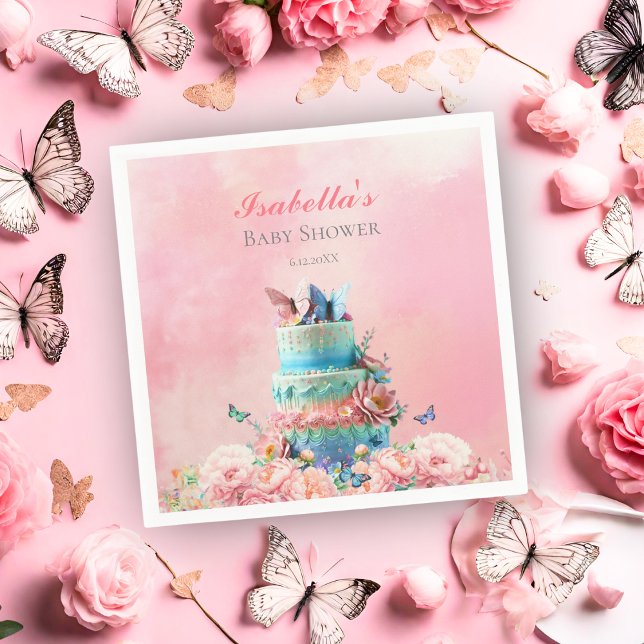 Guardanapo De Papel Gêmeos Borboletas Lindas Chuvada de Bebê (Charming napkins, twin butterflies grace, delicately wiping away sweet baby smiles.)
