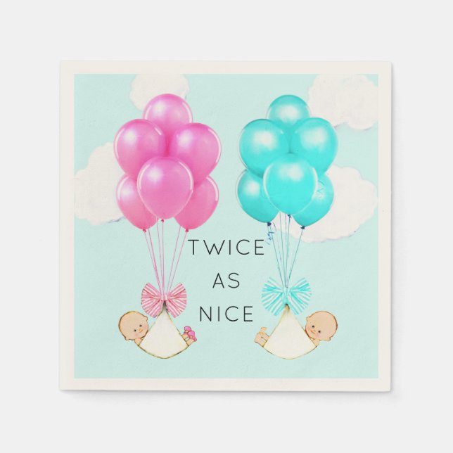 Guardanapo De Papel Gêmeos chás de fraldas (Frente)