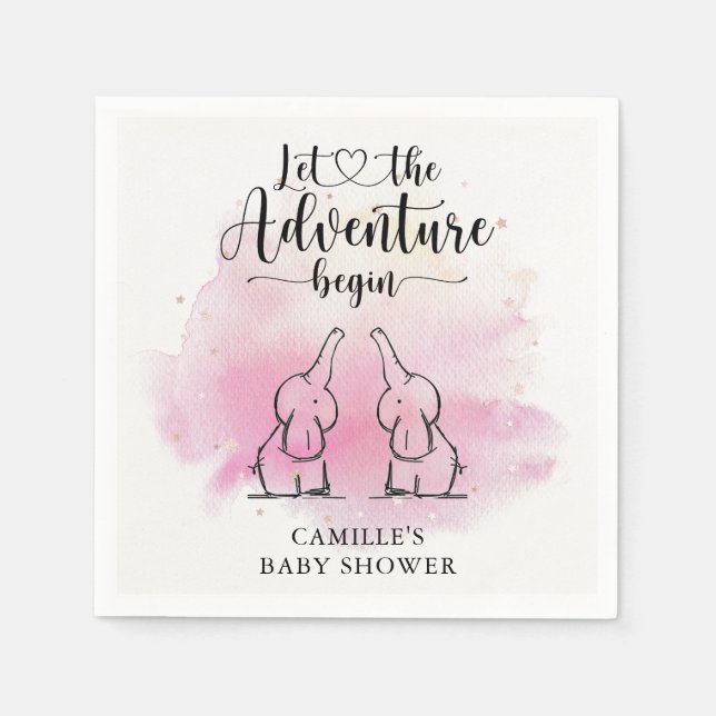 Guardanapo De Papel Gêmeos Elefantes Chá de fraldas Napkins (Frente)