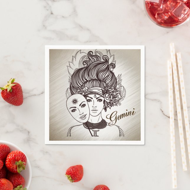 Guardanapo De Papel Gemini mascarada Lady Zodiac (Insitu)