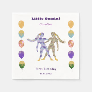 Guardanapo De Papel Gemini Zodiac 1st Birthday Balloons & Artistic