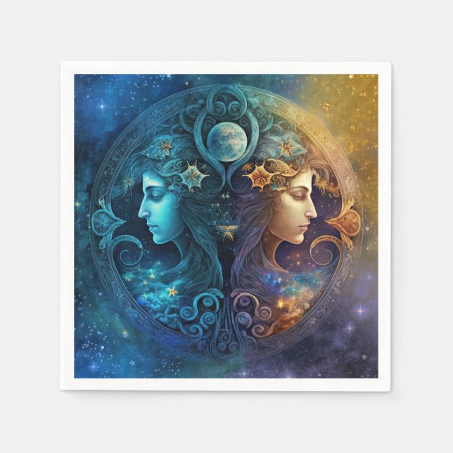 Guardanapo De Papel Gemini Zodiac Sinal Design (Frente)