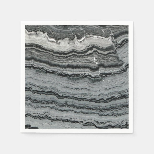 Guardanapo De Papel Gemstone Black White Gagate Marble (Frente)