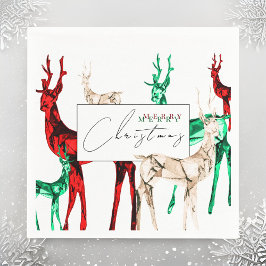 Guardanapo De Papel Gemstone Crystal Reindeer Feliz Feriado de Natal