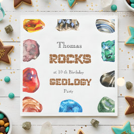 Guardanapo De Papel Gemstone da festa de aniversário geológica