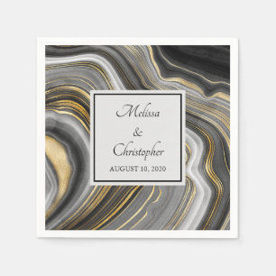 Guardanapo De Papel Gemstone de Geodo Moderno Dourado e Cinza