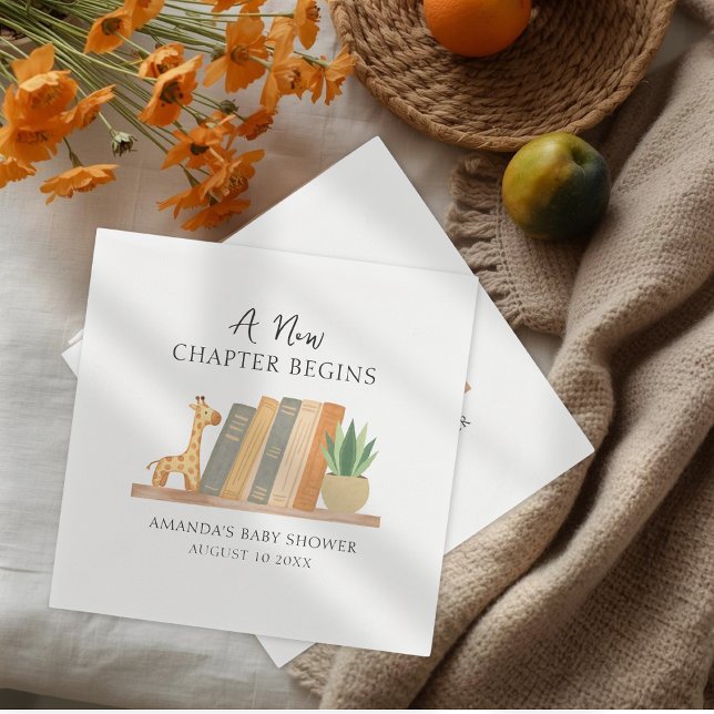 Guardanapo De Papel Gender Neutral A New Chapter Begins Baby Shower (Criador carregado)