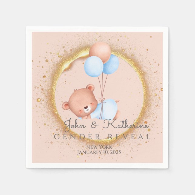 GUARDANAPO DE PAPEL GENDER REVEAL TEDDY BEAR (Frente)