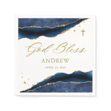Geodo Azul Naval Elegante com Cruz Dourada | Batis