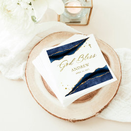Guardanapo De Papel Geodo Azul Naval Elegante com Cruz Dourada | Batis