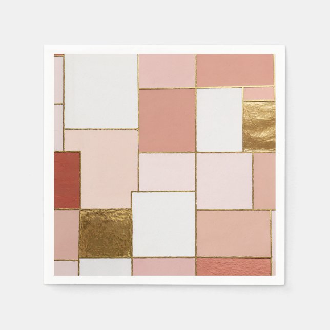 Guardanapo De Papel Geometria da Rose Gilded (Frente)