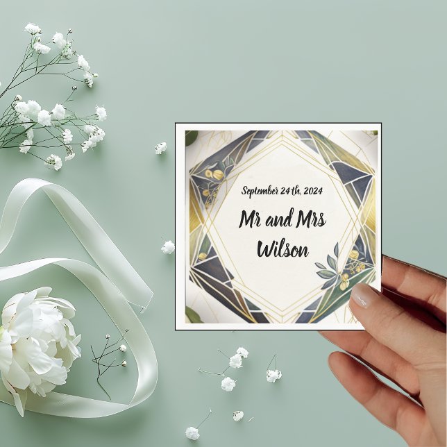 Guardanapo De Papel Geométrico Moderno com Pequenas Flores Napkins (Criador carregado)