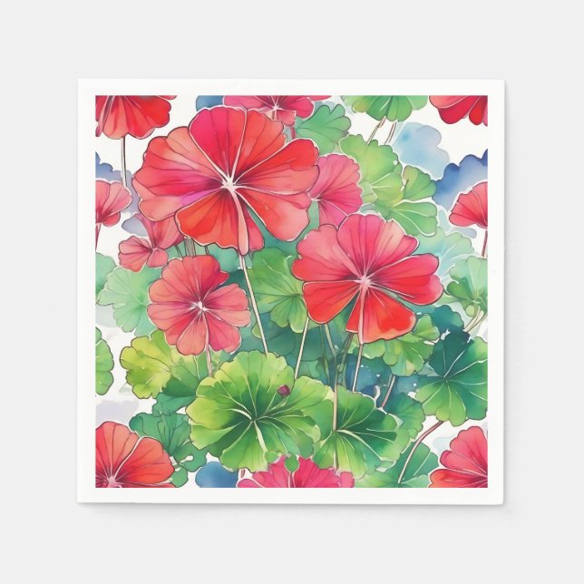Guardanapo De Papel Geranium Modern Watercolor (Frente)