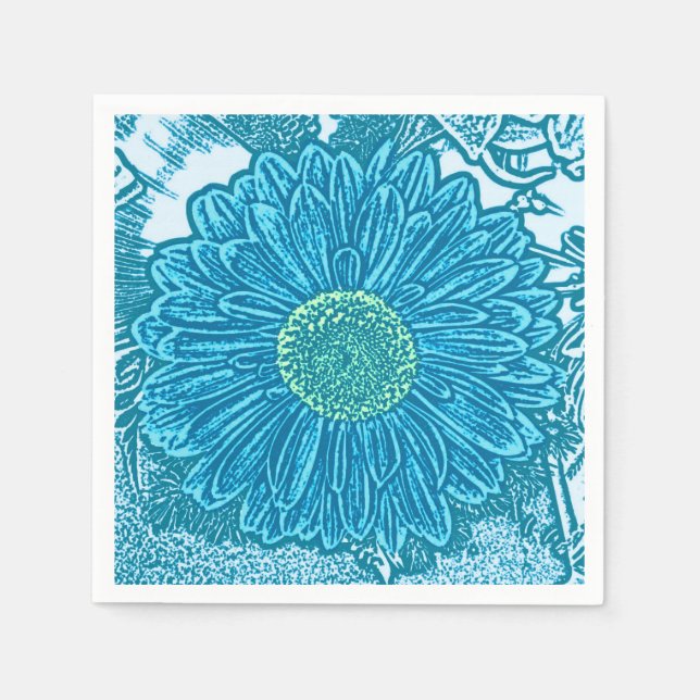 Guardanapo De Papel Gerbera Daisy Block Impressão - azul-marinho (Frente)