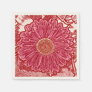 Guardanapo De Papel Gerbera Daisy Block Impressão - vermelho e rosa