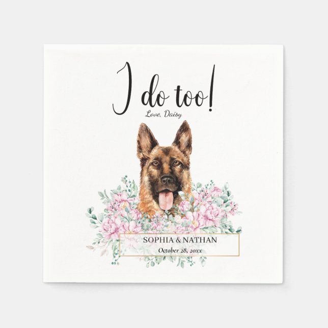 Guardanapo De Papel German shepherd Cachorro Casamento Cocktail Napkin (Frente)