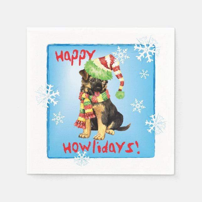 Guardanapo De Papel German shepherd de Natal (Frente)