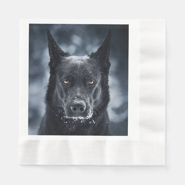 Guardanapo De Papel German shepherd Preto (Frente)