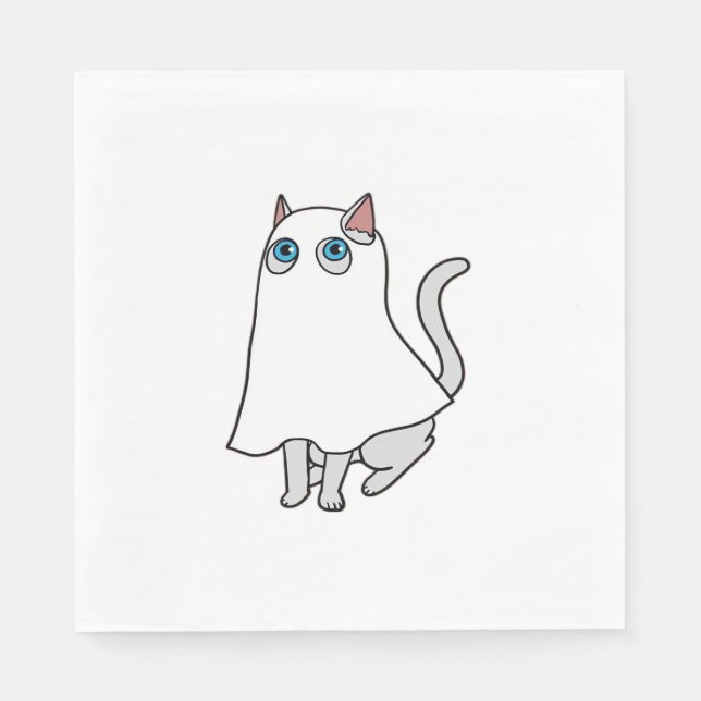 Guardanapo De Papel Ghost Cat Classic T-Shirt_1 (Frente)