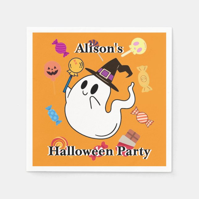 Guardanapo De Papel Ghost Halloween Orange Home Decor Cuecas (Frente)