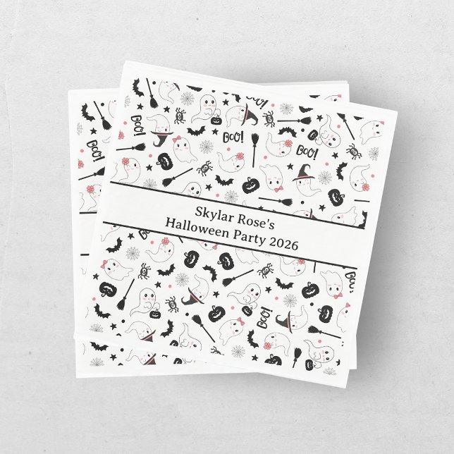 Guardanapo De Papel Ghost Halloween Rapariga Rosa Bonita, Spooky (Criador carregado)