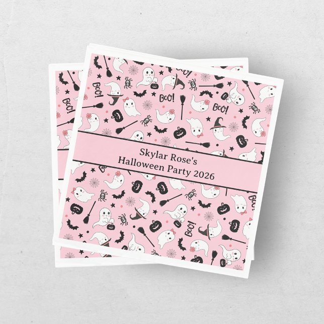 Guardanapo De Papel Ghost Halloween Rapariga Rosa Bonita, Spooky (Criador carregado)
