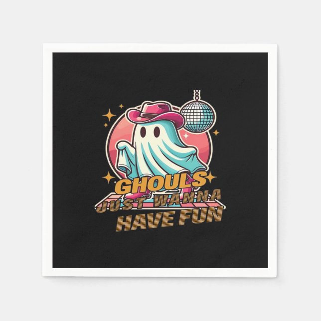 Guardanapo De Papel Ghouls Só Quer Divertir-Se Com Design De Disco Par (Frente)