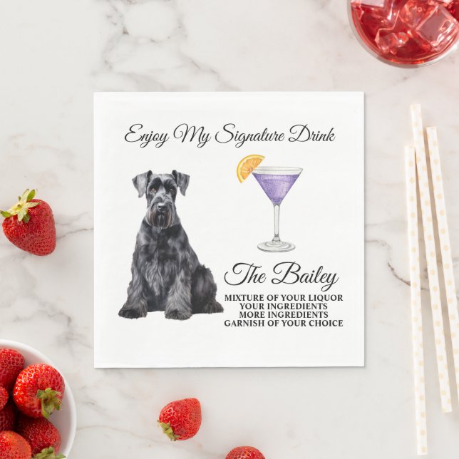 Guardanapo De Papel Giant Schnauzer Casamento Signature Beber Napkins (Insitu)