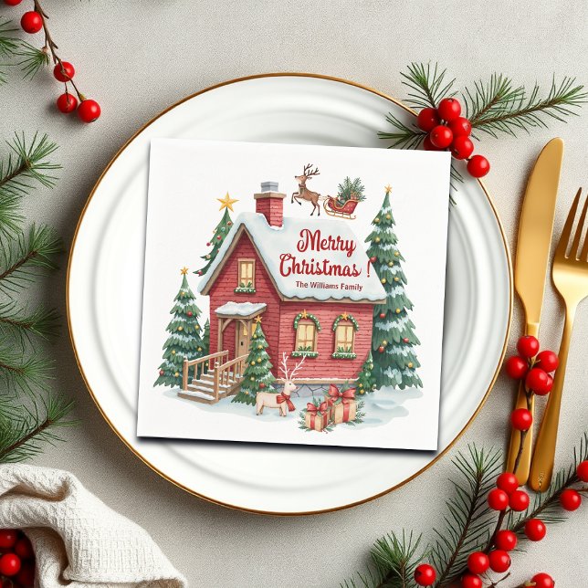 Guardanapo De Papel Gingercake House Reindeer Fir Trees (Criador carregado)