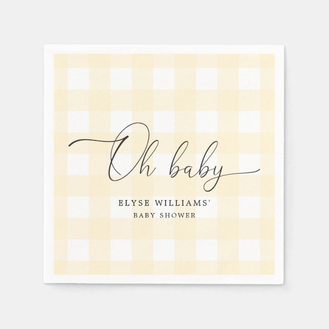 Guardanapo De Papel Gingham Amarelo Oh Baby Paper Napkin (Frente)
