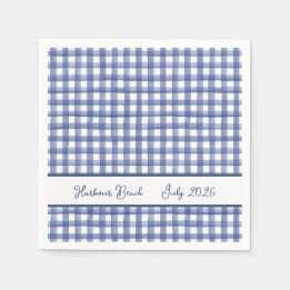 Guardanapo De Papel Gingham Azul Náutico de Verão, 4 de Julho Xadrez