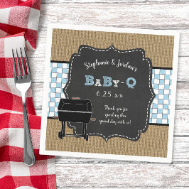 Guardanapo De Papel Gingham Baby Q boy chá de fraldas decor churrasco