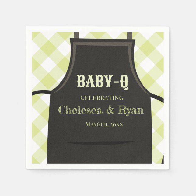 Guardanapo De Papel Gingham Bbq Baby shower  (Frente)