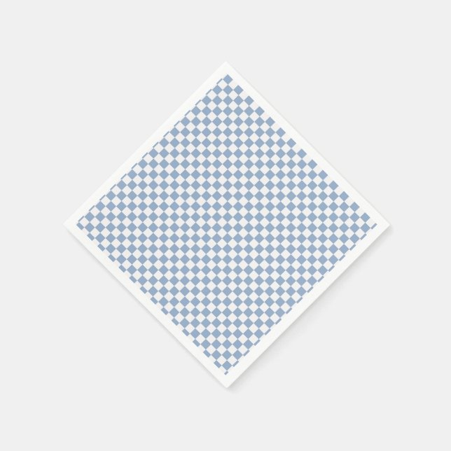 Guardanapo De Papel Gingham Branco E Azul Cheio (Canto)
