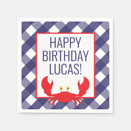 Guardanapo De Papel Gingham Crab Partido Personalizado Napkins