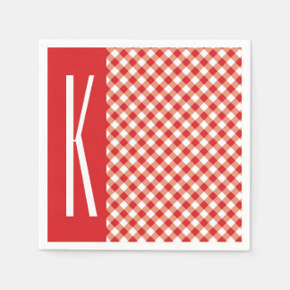 Guardanapo De Papel Gingham Diagonal Vermelho e Branco.
