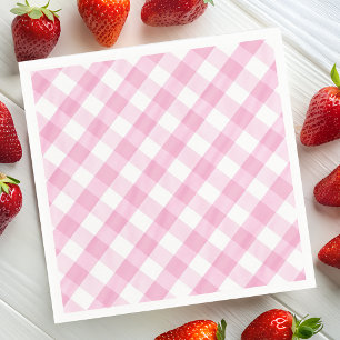 Guardanapo De Papel Gingham do Partido Strawberry