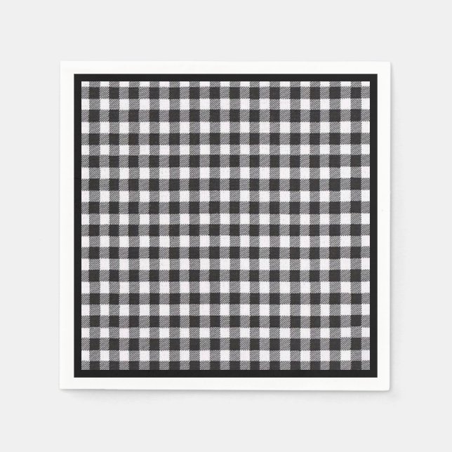 Guardanapo De Papel Gingham Negro (Frente)