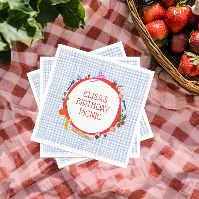 Guardanapo De Papel Gingham Picnic Modern Cute CUSTOM BIRTHDAY PARTY (Gingham Picnic Modern Cute CUSTOM BIRTHDAY PARTY Napkins
)