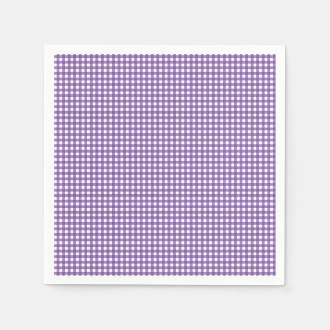 Guardanapo De Papel Gingham roxo e branco (Frente)