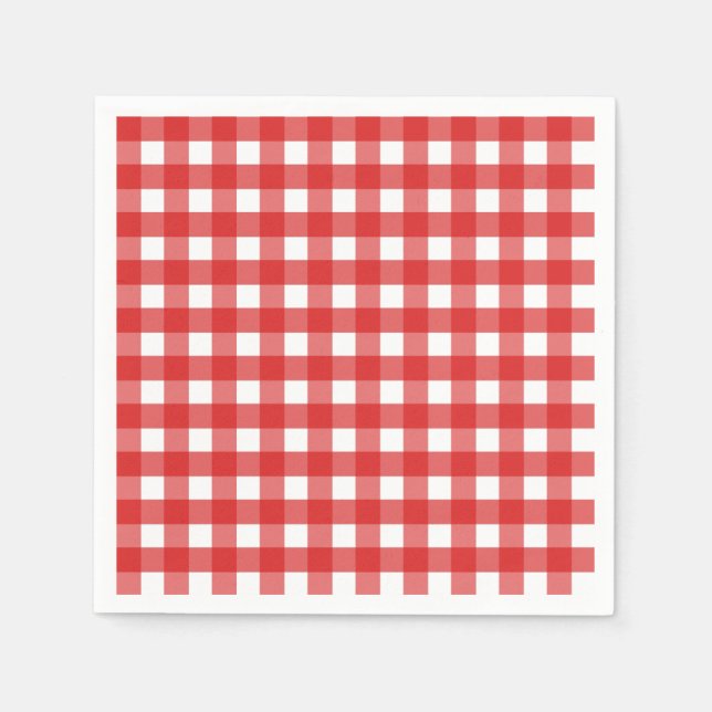Guardanapo De Papel Gingham vermelho e branco (Frente)