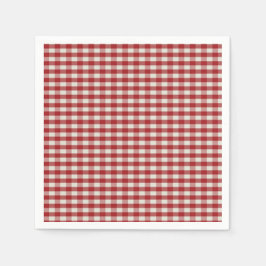 Guardanapo De Papel Gingham Vermelho e Branco