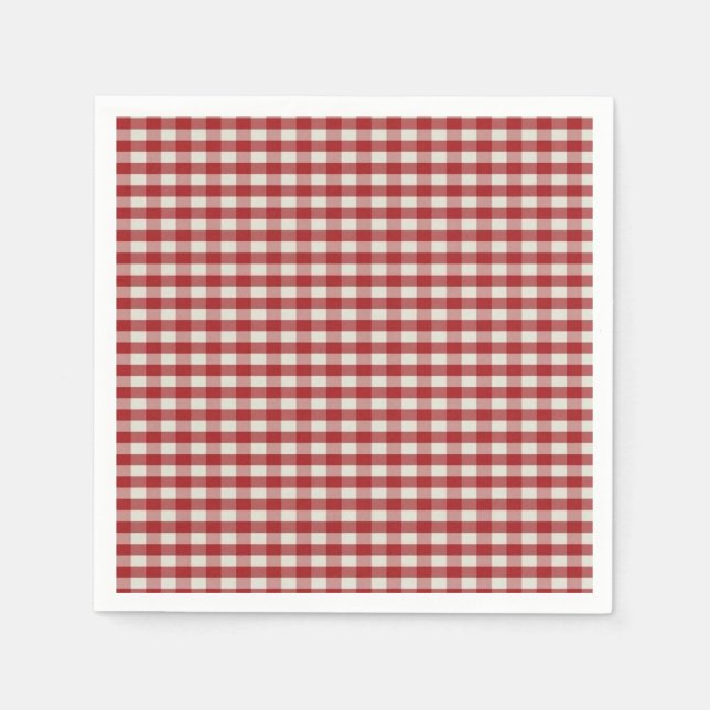Guardanapo De Papel Gingham Vermelho e Branco (Frente)