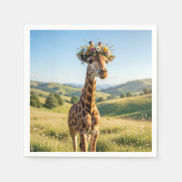 Guardanapo De Papel Girafa com Coroa Floral