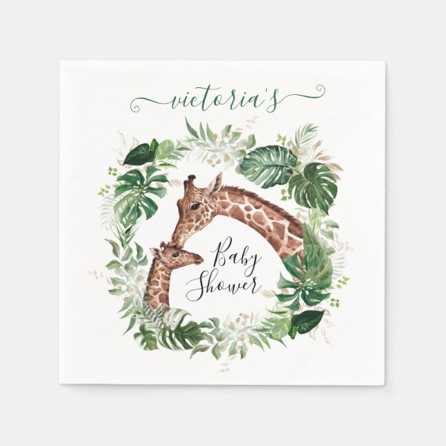 Guardanapo De Papel Girafa e Chá de fraldas da selva de bebês (Frente)