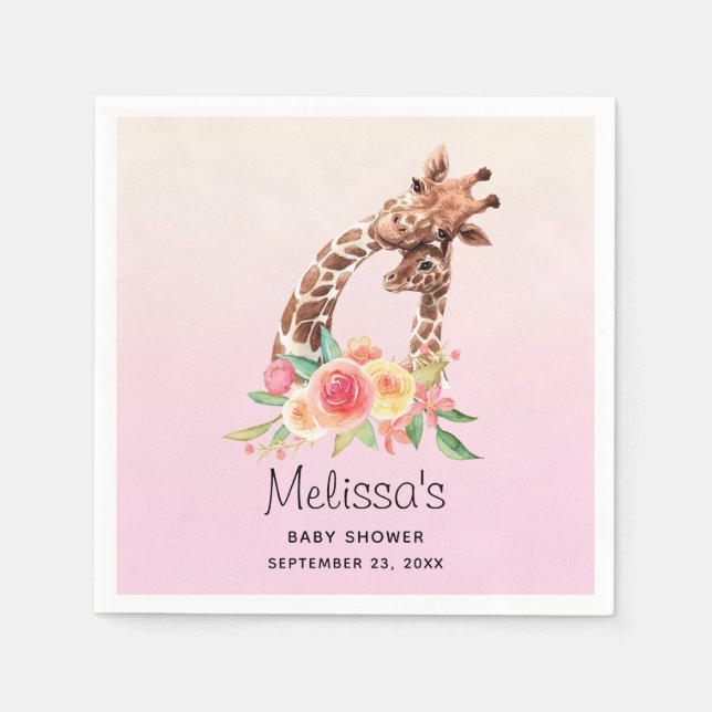 Guardanapo De Papel Girafa Gira-Cana Aquarela Mãe e Chá de fraldas Beb (Frente)