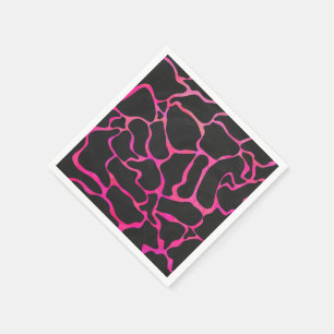 Guardanapo De Papel Girafa, rosa quente e Impressão preto