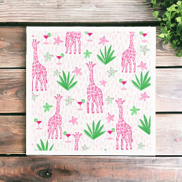 Guardanapo De Papel Girafas Clássicas Preppy e Cosmopolitans na Selva