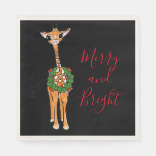 Guardanapo De Papel Girafas de Natal Festivas, coroa verde vermelha Ho