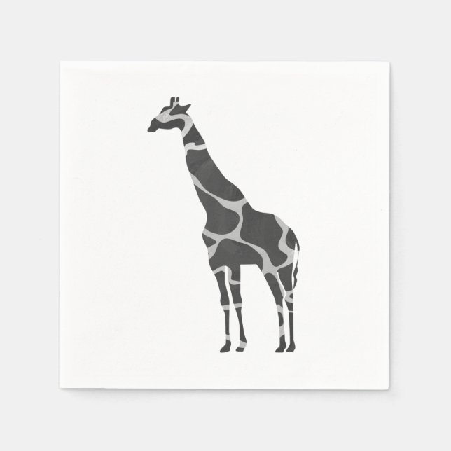 Guardanapo De Papel Giraffe Black e Cinza Silhoutte (Frente)